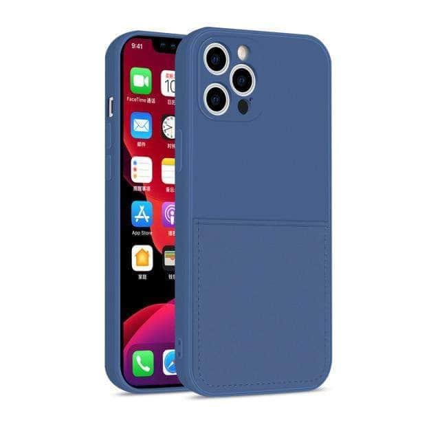CaseBuddy Australia Casebuddy For iphone 13 Mini / Blue iPhone 13 Mini Liquid Silicone Case With Card Holder