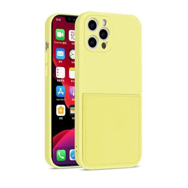 CaseBuddy Australia Casebuddy For iphone 13 Mini / Yellow iPhone 13 Mini Liquid Silicone Case With Card Holder