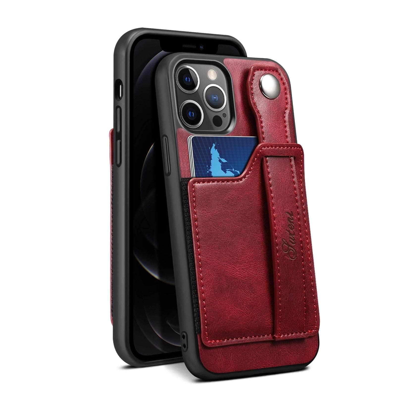 Casebuddy Red / iphone 14 iPhone 14 Cover With Leather Strap