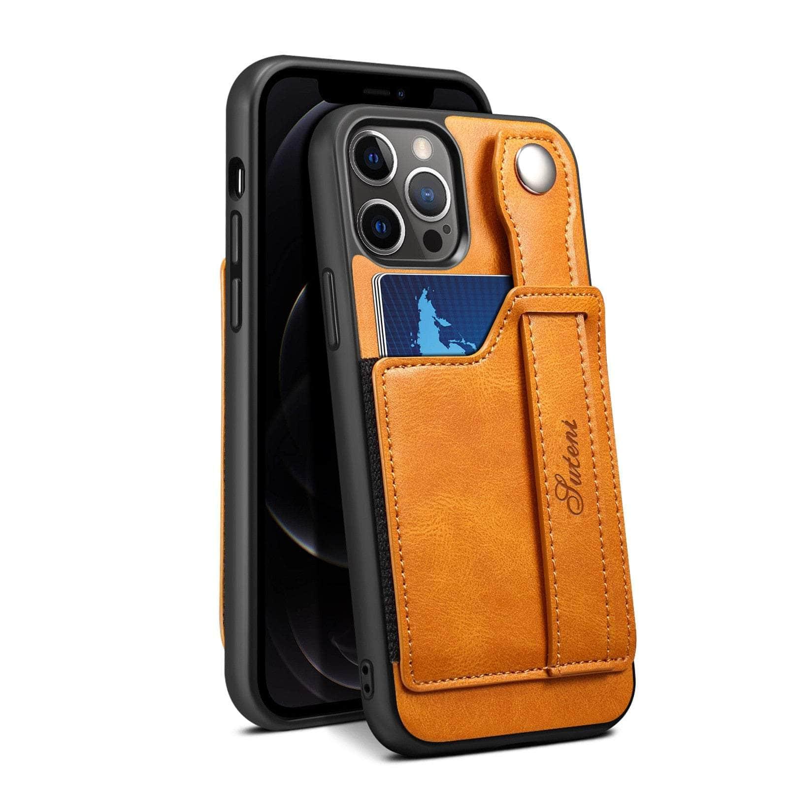 Casebuddy Brown / iphone 14 Pro iPhone 14 Pro Cover With Leather Strap