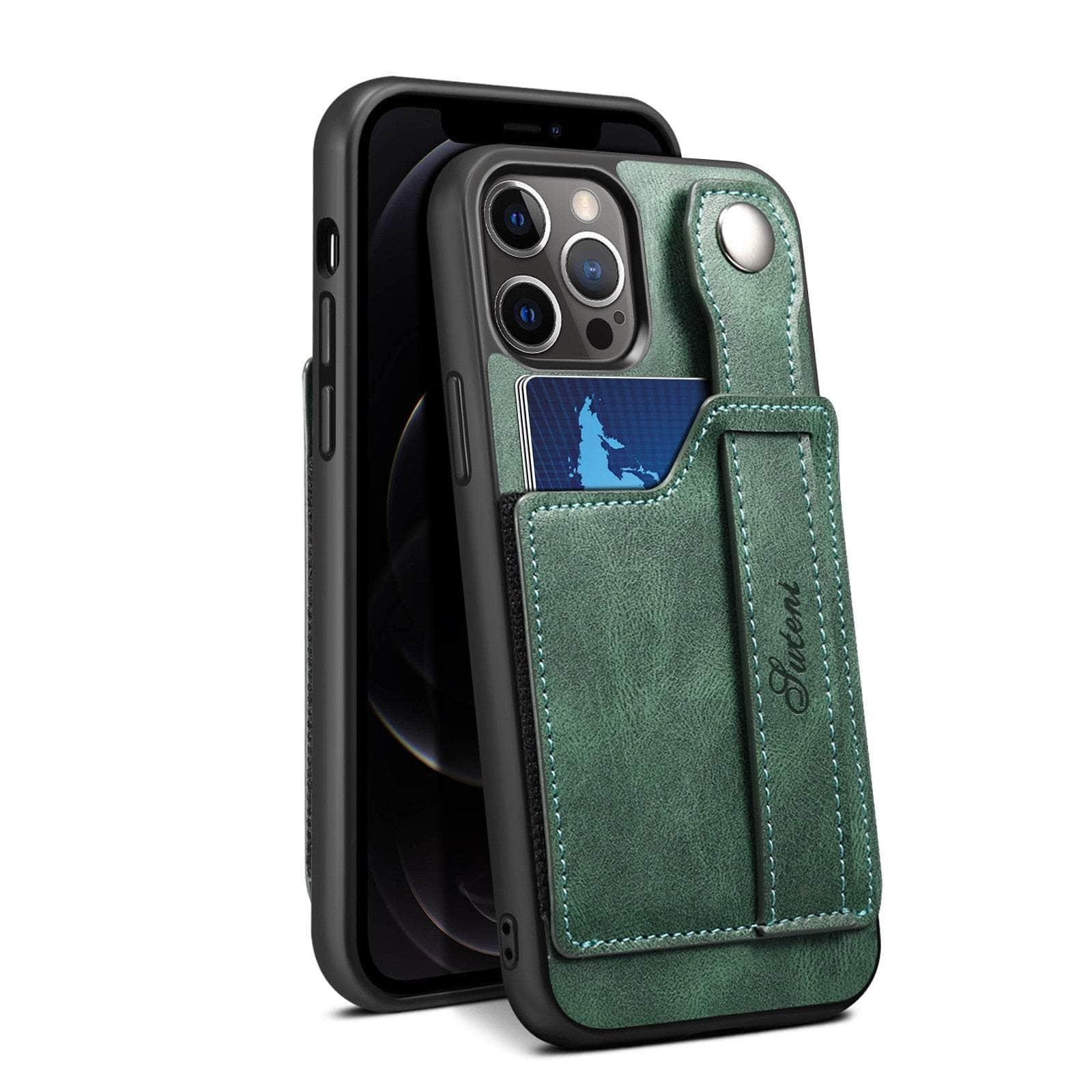Casebuddy Green / iphone 14 Pro Max iPhone 14 Pro Max Cover With Leather Strap