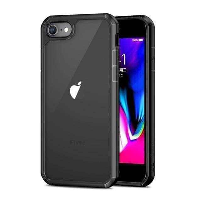 CaseBuddy Australia Casebuddy for iPhone SE (2020) / Black iPhone SE 2020 Shockproof Clear Case with Hard PC Shield+Soft TPU Bumper
