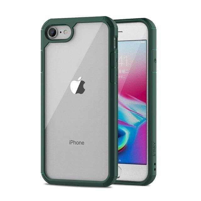 CaseBuddy Australia Casebuddy for iPhone SE (2020) / Green iPhone SE 2020 Shockproof Clear Case with Hard PC Shield+Soft TPU Bumper