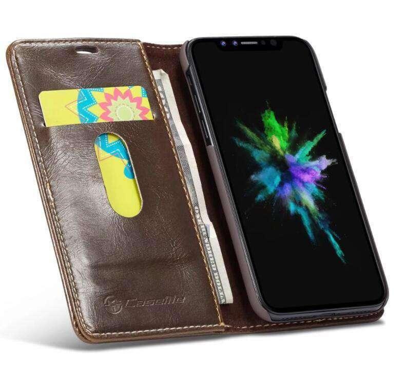 iPhone X Deluxe Glossy Leather Wallet Look Case - CaseBuddy