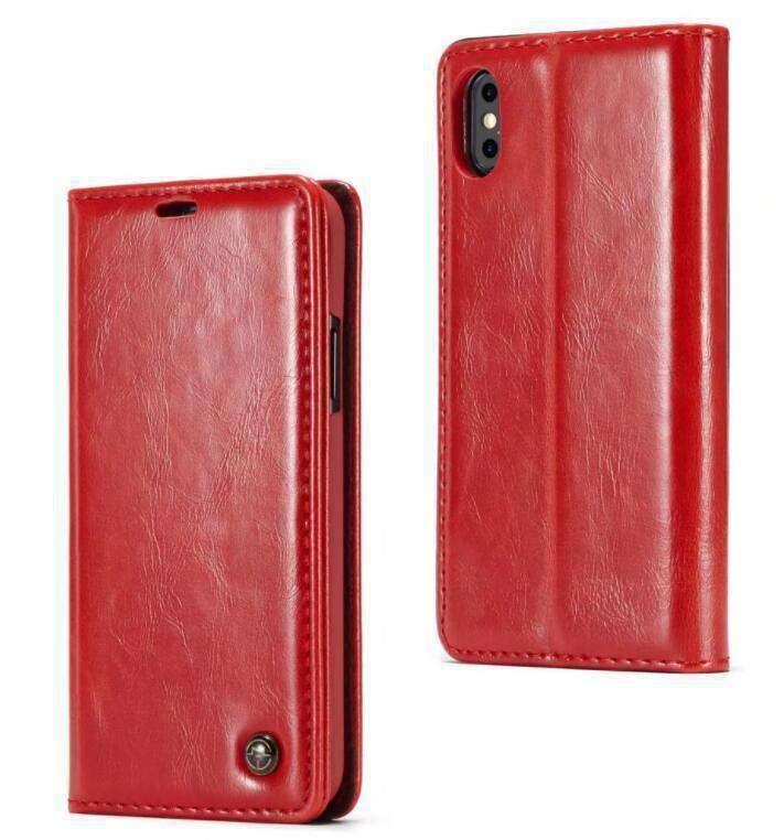 iPhone X Deluxe Glossy Leather Wallet Look Case - CaseBuddy