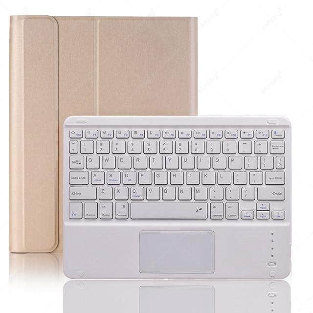 CaseBuddy Australia Casebuddy Gold with White / For Air 2020 4th Keyboard Case iPad Air 4 10.9 2020 A2324 A2072 Pen Slot Detachable Magnet Trackpad