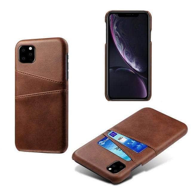 CaseBuddy Casebuddy For iPhone 11 / Coffee KEYSION Leather Wallet iPhone Card Pocket Phone Back Cover