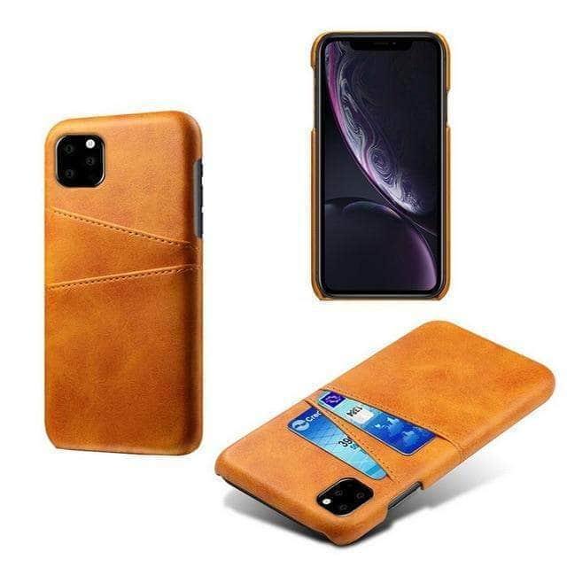 CaseBuddy Casebuddy For iPhone 11 / Yellow KEYSION Leather Wallet iPhone Card Pocket Phone Back Cover