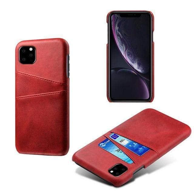 CaseBuddy Casebuddy For iPhone 11 / Red KEYSION Leather Wallet iPhone Card Pocket Phone Back Cover
