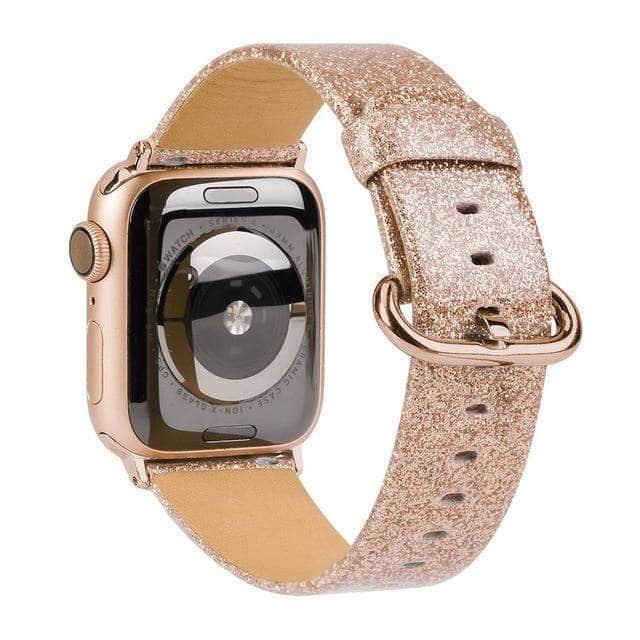 Leather Bling Diamond Band Apple Watch Band 6 5 4 3 2 SE 44/42/40/38 - CaseBuddy