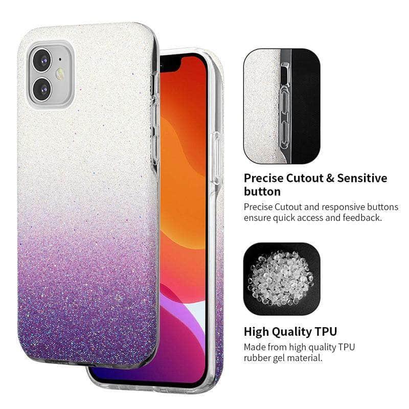 Luxury Gradient Glitter Star iPhone 12 Mini Pro MAX Transparent Soft Back Cover - CaseBuddy