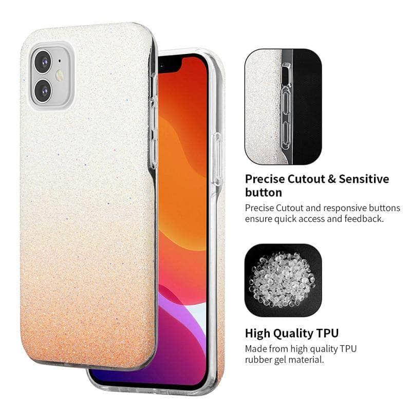 Luxury Gradient Glitter Star iPhone 12 Mini Pro MAX Transparent Soft Back Cover - CaseBuddy