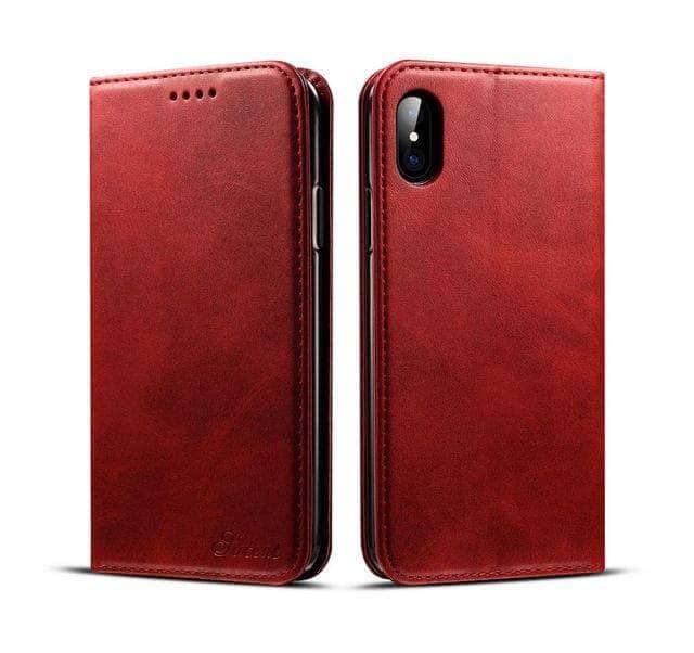 CaseBuddy Casebuddy Red / for iphone XS Luxury Leather Wallet Case iPhone XR XS Max Flip Card Pocket
