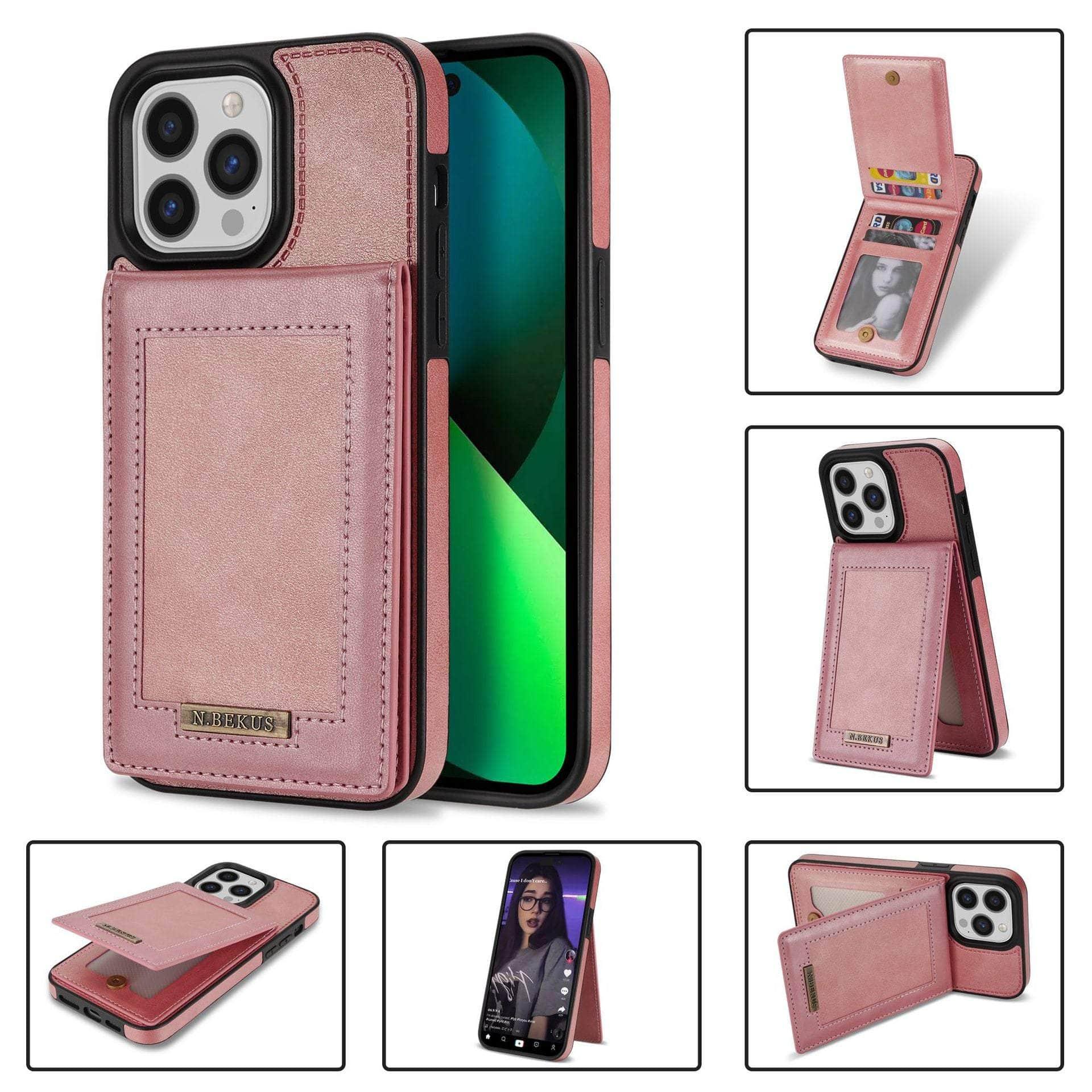 Casebuddy Luxury Vegan Leather iPhone 14 Plus Wallet Card Slots Holder