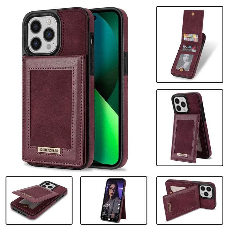 Casebuddy zong / iPhone 14 Plus Luxury Vegan Leather iPhone 14 Plus Wallet Card Slots Holder