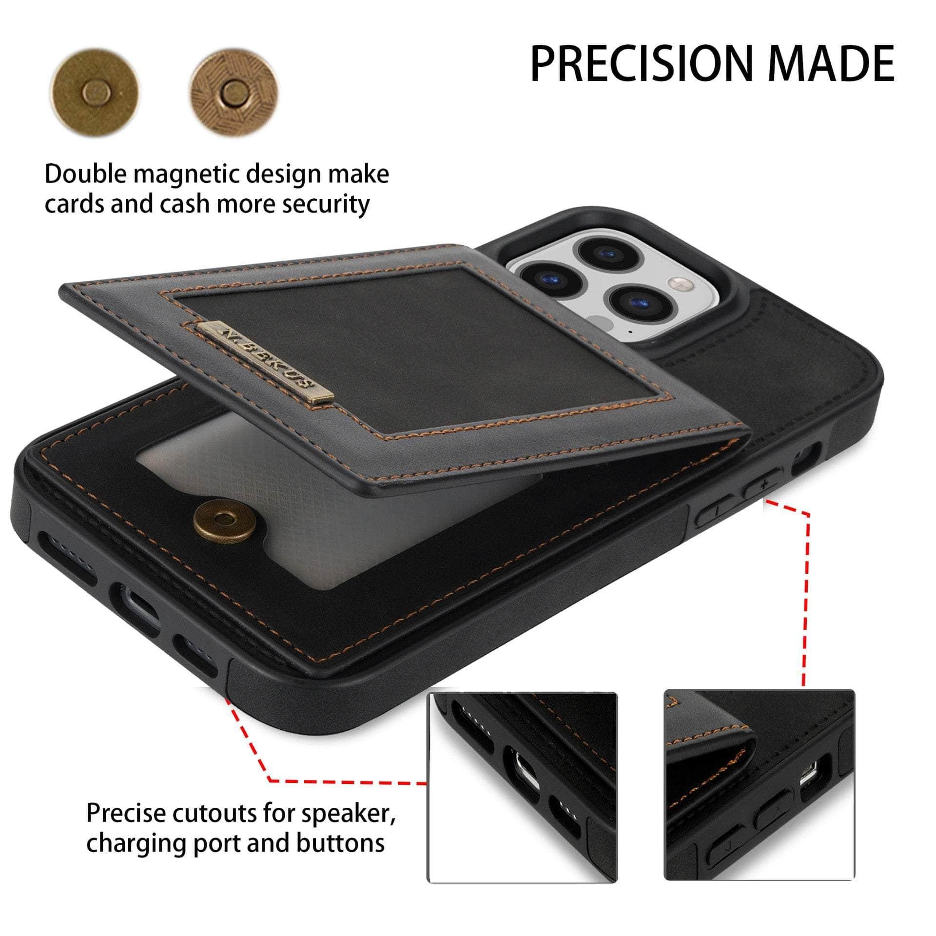 Casebuddy Luxury Vegan Leather iPhone 14 Wallet Card Slots Holder