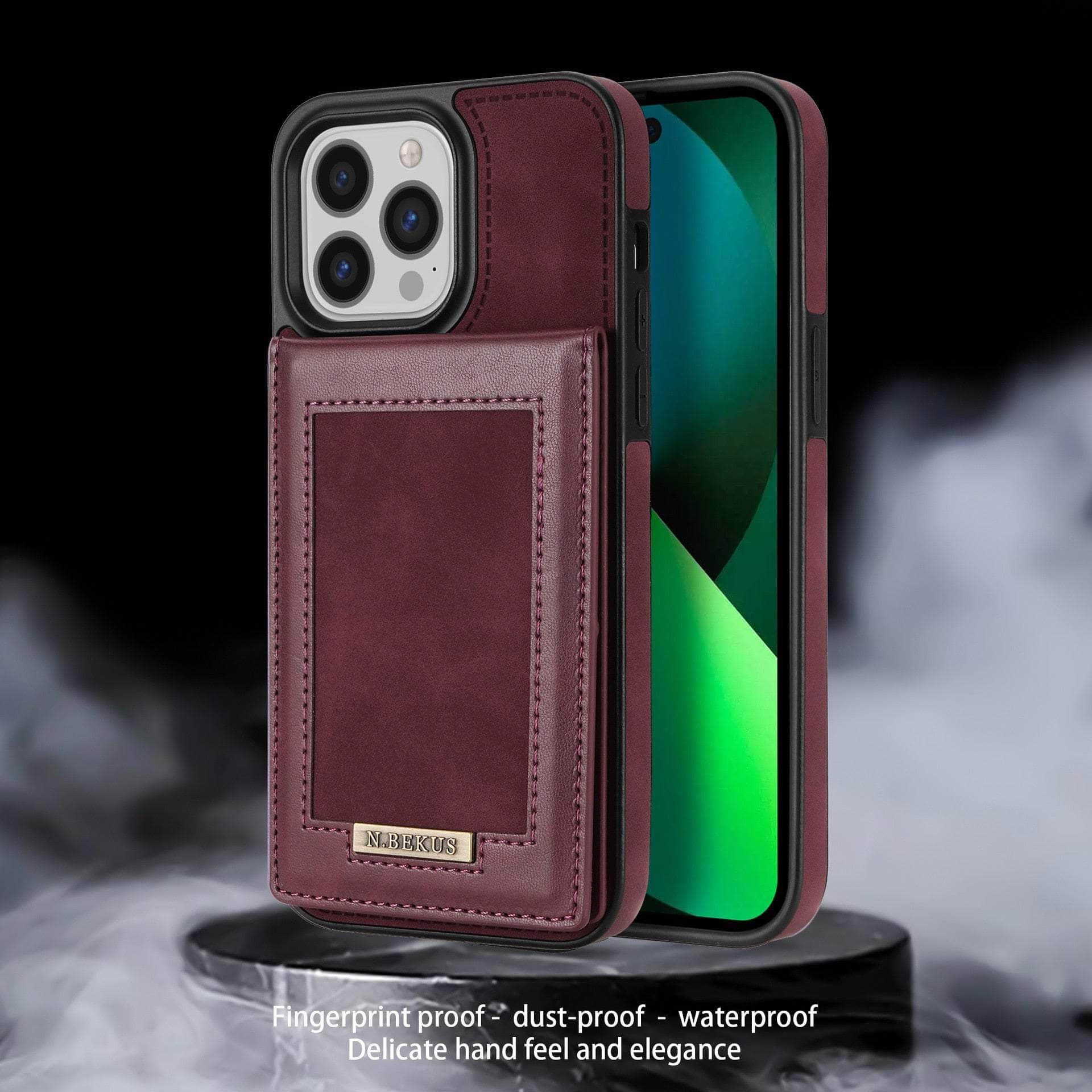 Casebuddy Luxury Vegan Leather iPhone 14 Wallet Card Slots Holder