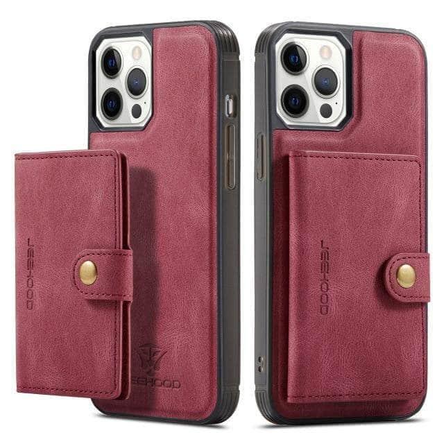 CaseBuddy Australia Casebuddy For iPhone 12 Pro / Red Magnetic Magsafe Leather Case iPhone 12 Stand Holder