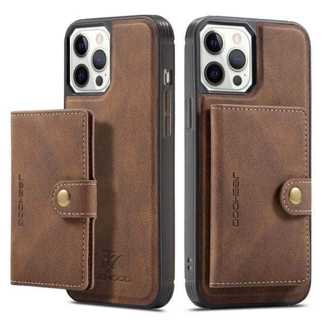 CaseBuddy Australia Casebuddy For iPhone 12 Pro / Brown Magnetic Magsafe Leather Case iPhone 12 Stand Holder