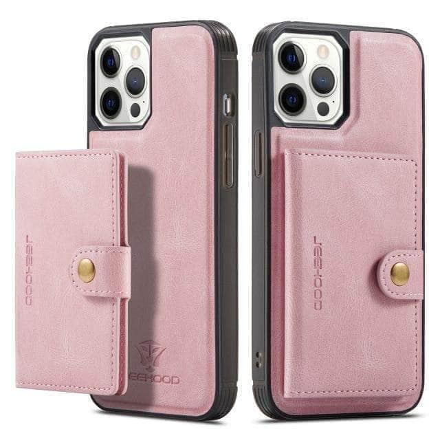 CaseBuddy Australia Casebuddy For iPhone 12 Pro / Pink Magnetic Magsafe Leather Case iPhone 12 Stand Holder