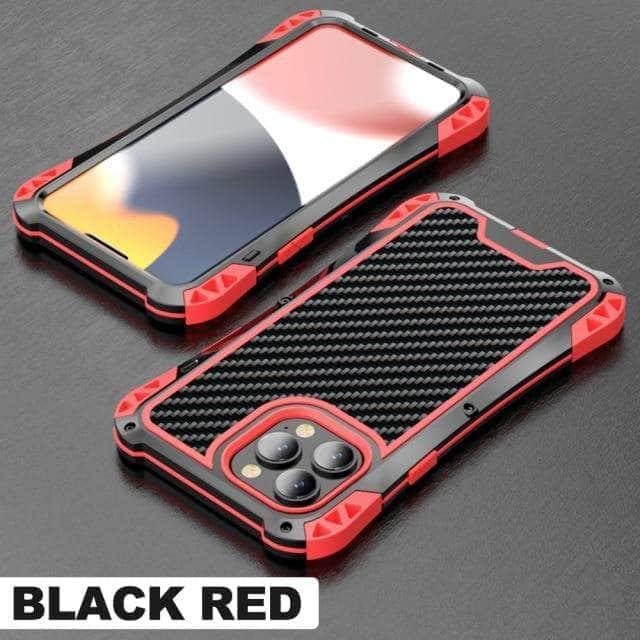 CaseBuddy Australia Casebuddy For iPhone 13 ProMax / Black Red Metal Armor iPhone 13 Heavy Duty Protection Cover