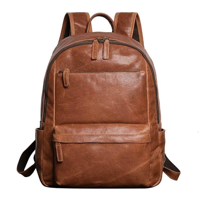 Casebuddy brown Nesitu Genuine Leather 14'' Laptop Backpack