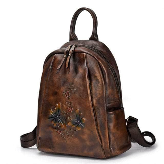 CaseBuddy Australia coffee Nesitu Highend New Vintage Genuine Leather Women Backpack