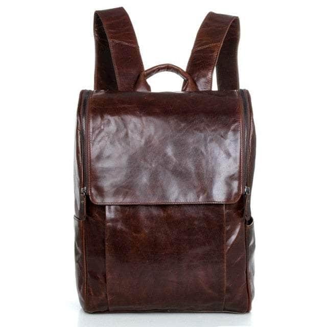 CaseBuddy Casebuddy coffee Nesitu Vintage Unisex Real Genuine Leather Women Men Backpack 14'' Laptop Bag