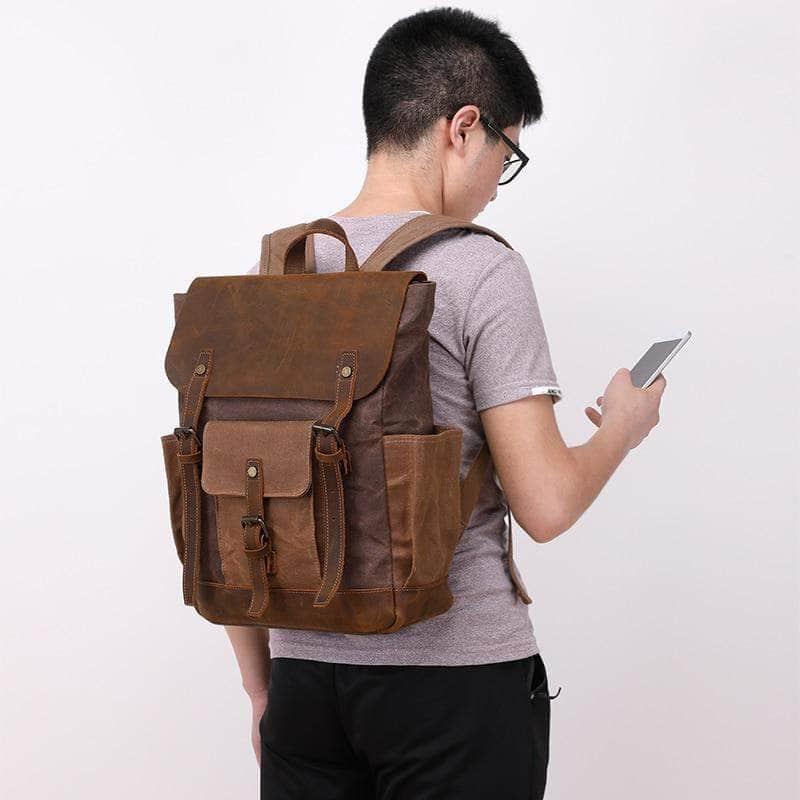 CaseBuddy Australia Casebuddy Nesitu Vintage Wax Canvas 14'' Laptop Backpack