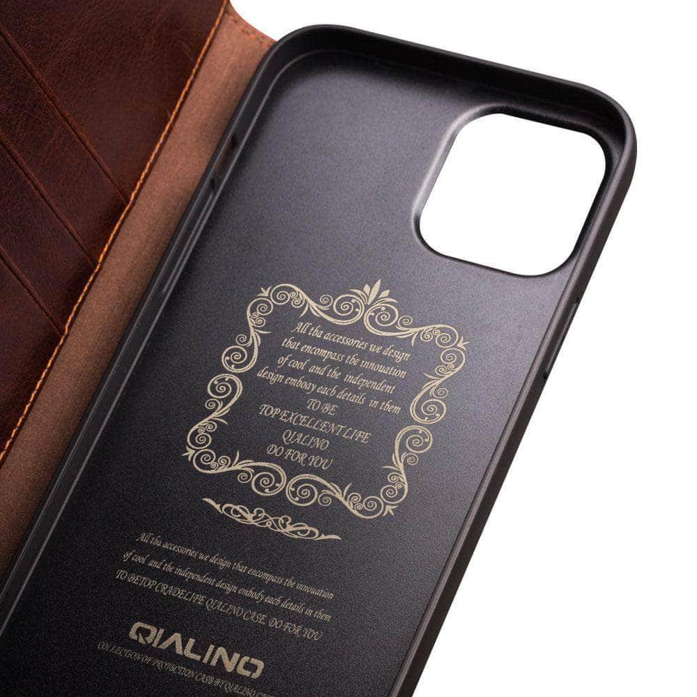 CaseBuddy Australia Casebuddy QIALINO Genuine iPhone 13 Mini Leather Case