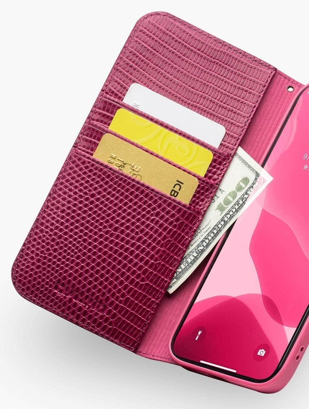 CaseBuddy Australia Casebuddy QIALINO Genuine Leatheri iPhone Pro Max 13 Card Slots Women Case