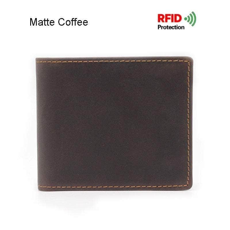 CaseBuddy Casebuddy Matte Coffee RFID Wallet Anti Theft Scanning Leather Wallet Trifold Purse