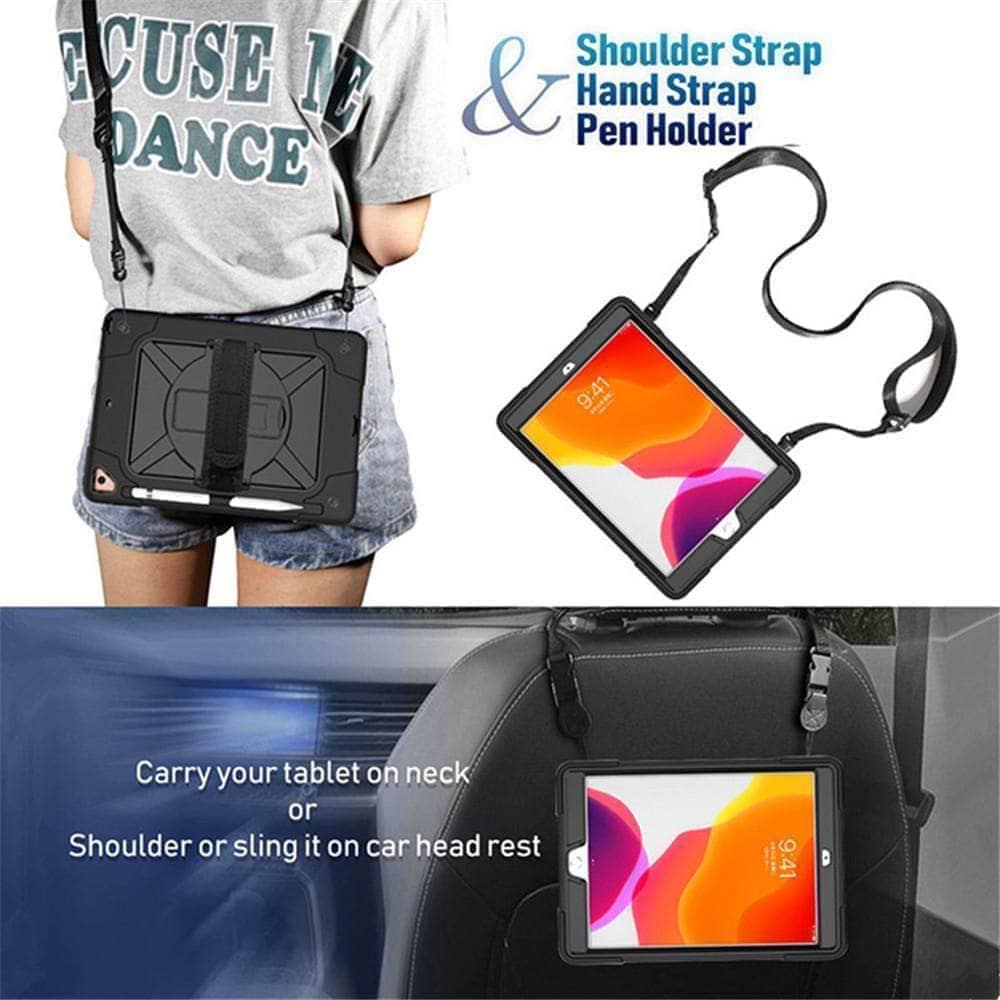 CaseBuddy Casebuddy Rotating Stand Tablet Case iPad 10.2 2019/2020 (iPad 7/8) Heavy Duty Protector Hand Strap Shoulder Strap