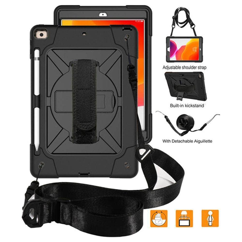 CaseBuddy Casebuddy Rotating Stand Tablet Case iPad 10.2 2019/2020 (iPad 7/8) Heavy Duty Protector Hand Strap Shoulder Strap