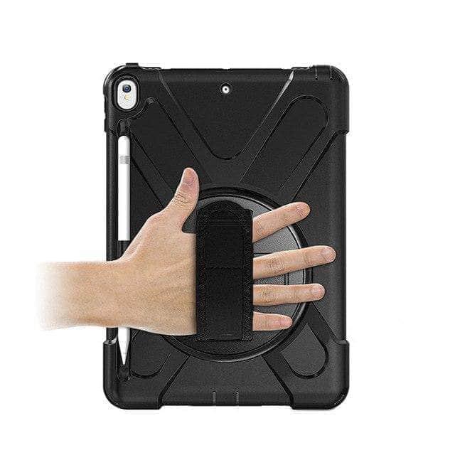 CaseBuddy Casebuddy Black Shockproof 360 Rotating Silicone Back Cover with Hand Strap Pen Slot iPad Air 3