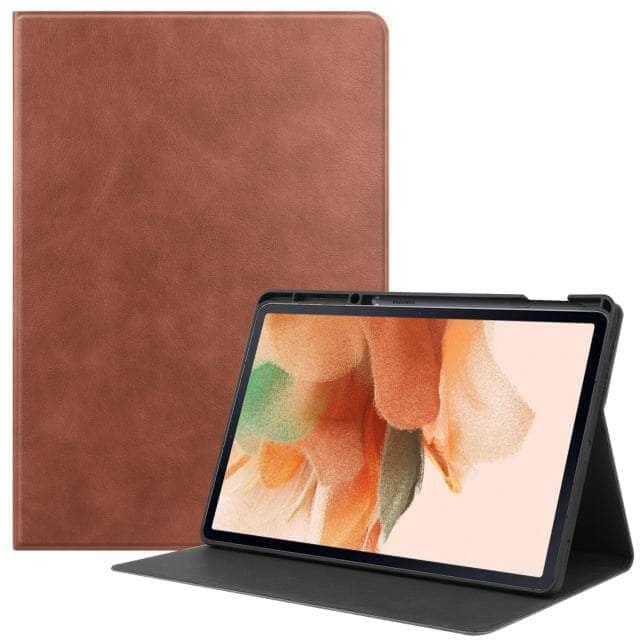 CaseBuddy Australia Casebuddy brown / Tab S8 Plus Smart Tab S8 Plus X800 Protective Magnetic Adsorption Cowhide Leather Case