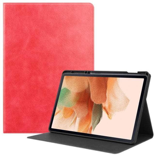 CaseBuddy Australia Casebuddy red / Tab S8 Plus Smart Tab S8 Plus X800 Protective Magnetic Adsorption Cowhide Leather Case