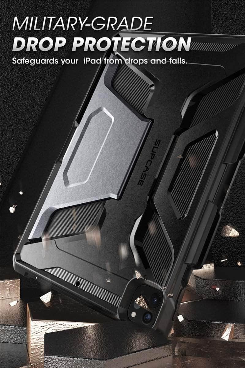 CaseBuddy Australia Casebuddy Black SUPCASE iPad Pro 12.9 Case 2021 UB Full-Body Rugged Rubber Kickstand Cover