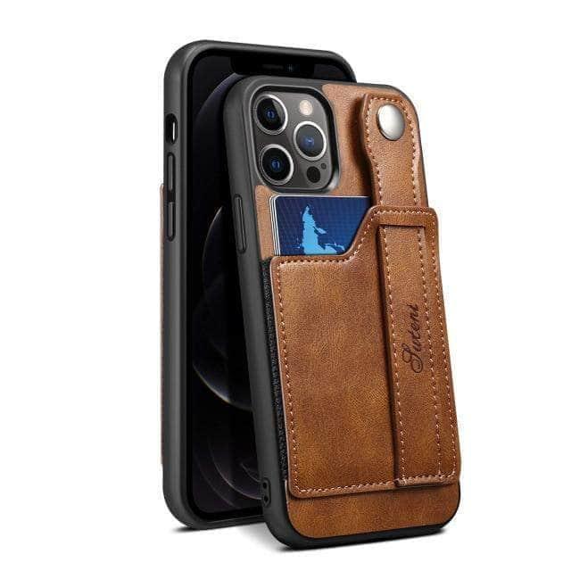 CaseBuddy Australia Casebuddy For Iphone 13 Mini / Brown Suteni Card Simplicity iPhone 13 Mini Leather Case