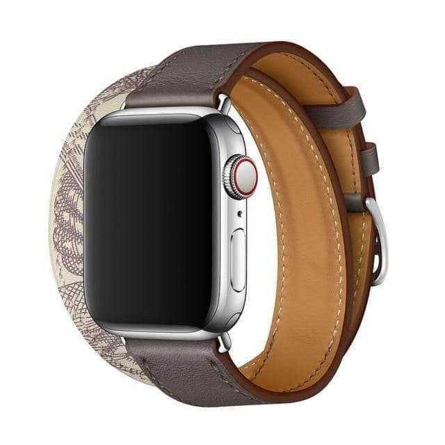 CaseBuddy Australia Casebuddy Gray pattern / 40mm Swift Double Tour Apple Watch 1 2 3 4 5 6  38/40/42/44 Real Leather Strap