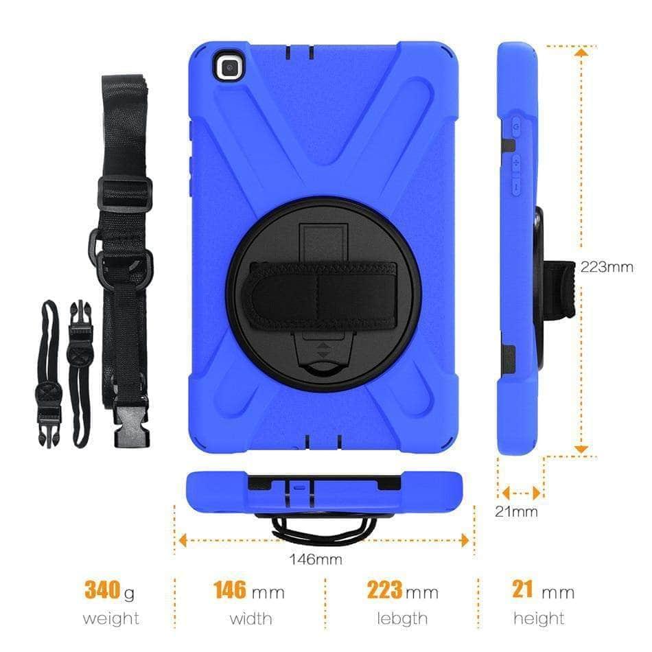 CaseBuddy Casebuddy Tab A 8.0 2019 Heavy Duty Rugged Shockproof Case 360 Rotate Kickstand/Hand+Neck Strap SM-T290 T295 T297