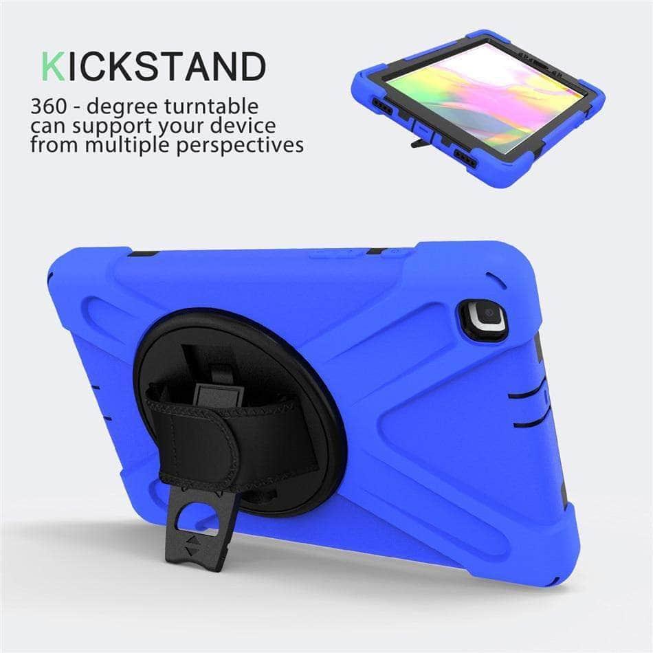 CaseBuddy Casebuddy Tab A 8.0 2019 Heavy Duty Rugged Shockproof Case 360 Rotate Kickstand/Hand+Neck Strap SM-T290 T295 T297