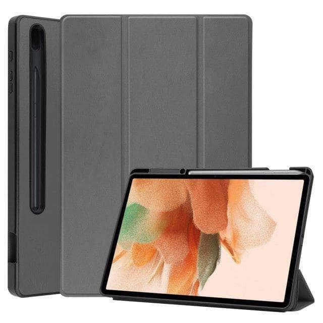 CaseBuddy Australia Casebuddy Grey Ultra Lightweight Tri-Fold Stand Cover Galaxy Tab S7 Lite T730 T735