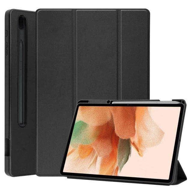 CaseBuddy Australia Casebuddy Black Ultra Lightweight Tri-Fold Stand Cover Galaxy Tab S7 Lite T730 T735