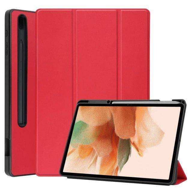 CaseBuddy Australia Casebuddy Red Ultra Lightweight Tri-Fold Stand Cover Galaxy Tab S7 Lite T730 T735