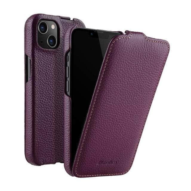 CaseBuddy Australia Casebuddy For iPhone 13 Pro / purple Vertical Open Genuine iPhone 13 Pro Business Wallet Case