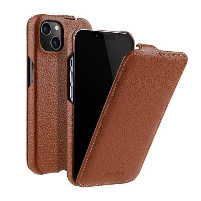 CaseBuddy Australia Casebuddy For iPhone 13 Pro / brown Vertical Open Genuine iPhone 13 Pro Business Wallet Case