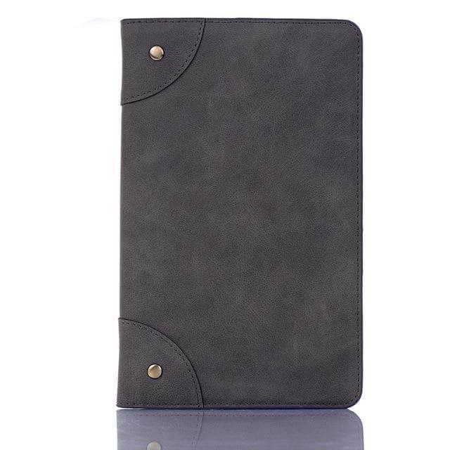 CaseBuddy Casebuddy Gray Vintage Book Cover Samsung Tab A 8.0 2019 PU Leather Wallet Card Slot Stand Case T290 T295